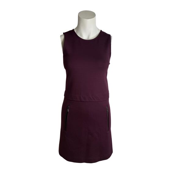 Aritizia Talula Verone Ponte Shift Dress Women's XXS Plum Sleeveless Zip Pocket - Picture 6 of 6